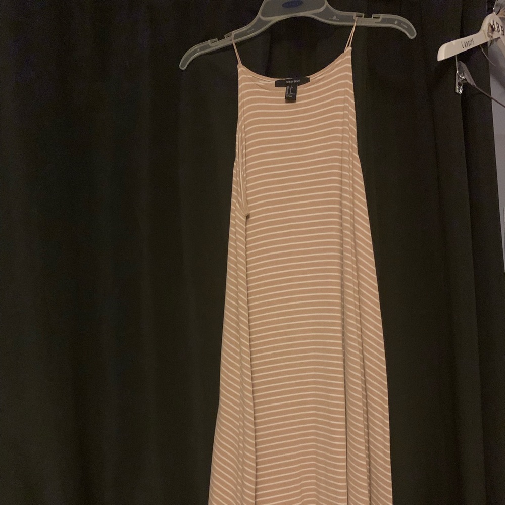 forever 21 tan and white striped dress